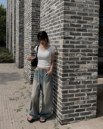 Slew Ribbon Back Silt Strap Short Sleeve T-Shirt